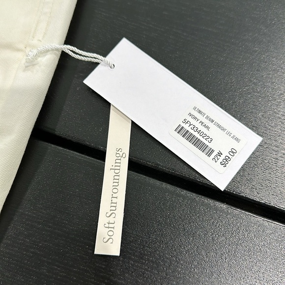Soft Surroundings Ultimate Denim Straight Leg Jeans in Pearl Ivory Color - 22W - Picture 7 of 10